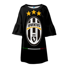 Детское платье 3D с принтом Juventus1 , 100% полиэстер | прямой силуэт, чуть расширенный к низу. Круглая горловина, на рукавах — воланы | football | juve | juventus | seria a | бьянконери | серия а | футбол | чемпионат италии | юве | ювентус