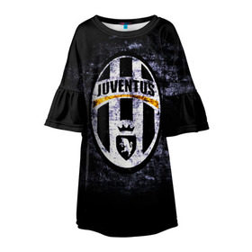 Детское платье 3D с принтом Juventus2 , 100% полиэстер | прямой силуэт, чуть расширенный к низу. Круглая горловина, на рукавах — воланы | football | juve | juventus | seria a | бьянконери | серия а | футбол | чемпионат италии | юве | ювентус