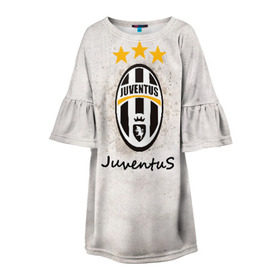 Детское платье 3D с принтом Juventus3 , 100% полиэстер | прямой силуэт, чуть расширенный к низу. Круглая горловина, на рукавах — воланы | football | juve | juventus | seria a | бьянконери | серия а | футбол | чемпионат италии | юве | ювентус