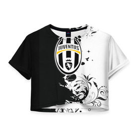 Женская футболка 3D укороченная с принтом Juventus4 , 100% полиэстер | круглая горловина, длина футболки до линии талии, рукава с отворотами | football | juve | juventus | seria a | бьянконери | серия а | футбол | чемпионат италии | юве | ювентус