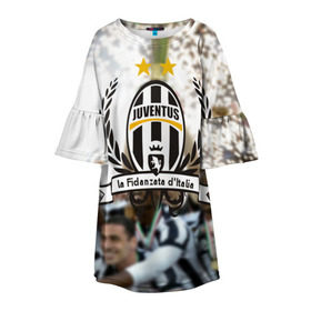 Детское платье 3D с принтом Juventus5 , 100% полиэстер | прямой силуэт, чуть расширенный к низу. Круглая горловина, на рукавах — воланы | football | juve | juventus | seria a | бьянконери | серия а | футбол | чемпионат италии | юве | ювентус