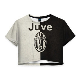 Женская футболка 3D укороченная с принтом Juventus6 , 100% полиэстер | круглая горловина, длина футболки до линии талии, рукава с отворотами | football | juve | juventus | seria a | бьянконери | серия а | футбол | чемпионат италии | юве | ювентус