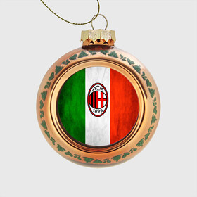 Стеклянный ёлочный шар с принтом Milan2 , Стекло | Диаметр: 80 мм | football | milan | seria a | милан | россонери | серия а | футбол | чемпионат италии