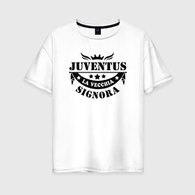 Женская футболка хлопок Oversize с принтом juventus , 100% хлопок | свободный крой, круглый ворот, спущенный рукав, длина до линии бедер
 | juventus | ювентус