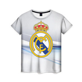 Женская футболка 3D с принтом Реал Мадрид , 100% полиэфир ( синтетическое хлопкоподобное полотно) | прямой крой, круглый вырез горловины, длина до линии бедер | real madrid | испания | португалия