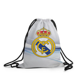 Рюкзак-мешок 3D с принтом Реал Мадрид , 100% полиэстер | плотность ткани — 200 г/м2, размер — 35 х 45 см; лямки — толстые шнурки, застежка на шнуровке, без карманов и подкладки | Тематика изображения на принте: real madrid | испания | португалия