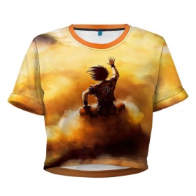 Женская футболка 3D укороченная с принтом Cloud , 100% полиэстер | круглая горловина, длина футболки до линии талии, рукава с отворотами | anime | dragon ball | goku | аниме | вегета | гоку | драконий жемчуг | жемчуг дракона