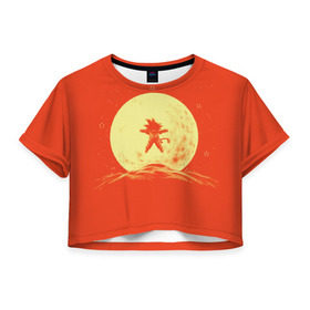 Женская футболка 3D укороченная с принтом Moon , 100% полиэстер | круглая горловина, длина футболки до линии талии, рукава с отворотами | anime | dragon ball | goku | аниме | гоку | драконий жемчуг | жемчуг дракона