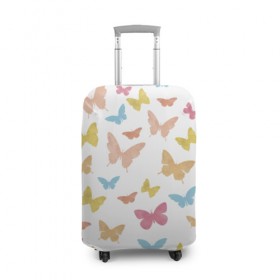 Чехол для чемодана 3D с принтом Акварельные бабочки , 86% полиэфир, 14% спандекс | двустороннее нанесение принта, прорези для ручек и колес | паттерн | светлый
