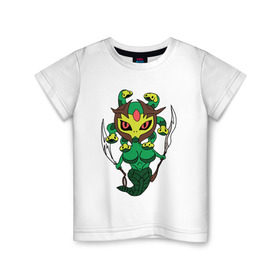 Детская футболка хлопок с принтом Медуза из Доты , 100% хлопок | круглый вырез горловины, полуприлегающий силуэт, длина до линии бедер | dota 2 | medusa | warcraft | взгляд | дота 2 | змея | медуза