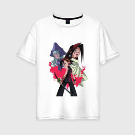 Женская футболка хлопок Oversize с принтом Shaman King , 100% хлопок | свободный крой, круглый ворот, спущенный рукав, длина до линии бедер
 | shaman king