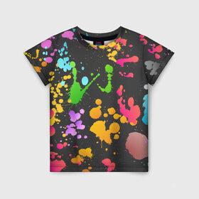 Детская футболка 3D с принтом Игра красок , 100% гипоаллергенный полиэфир | прямой крой, круглый вырез горловины, длина до линии бедер, чуть спущенное плечо, ткань немного тянется | кляксы | пятна | разноцветный | яркий