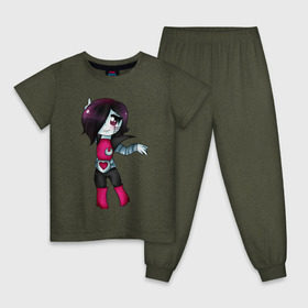 Детская пижама хлопок с принтом Mettaton , 100% хлопок |  брюки и футболка прямого кроя, без карманов, на брюках мягкая резинка на поясе и по низу штанин
 | Тематика изображения на принте: mettaton | undertale