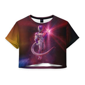 Женская футболка 3D укороченная с принтом Лорд Фриза , 100% полиэстер | круглая горловина, длина футболки до линии талии, рукава с отворотами | anime | dragon ball | goku | аниме | вегета | гоку | драконий жемчуг | жемчуг дракона