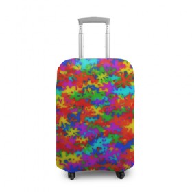 Чехол для чемодана 3D с принтом Радужный камуфляж , 86% полиэфир, 14% спандекс | двустороннее нанесение принта, прорези для ручек и колес | dye | tie | tie dye | краска | милитари | радуга | тай дай | текстура | цвет