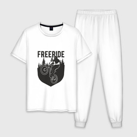 Мужская пижама хлопок с принтом Freeride , 100% хлопок | брюки и футболка прямого кроя, без карманов, на брюках мягкая резинка на поясе и по низу штанин
 | iceberg