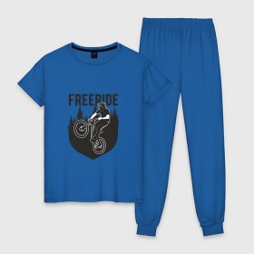 Женская пижама хлопок с принтом Freeride , 100% хлопок | брюки и футболка прямого кроя, без карманов, на брюках мягкая резинка на поясе и по низу штанин | iceberg