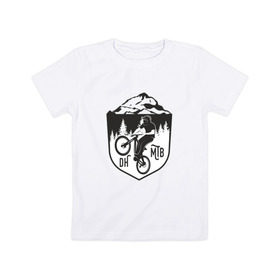 Детская футболка хлопок с принтом Downhill mountain bike , 100% хлопок | круглый вырез горловины, полуприлегающий силуэт, длина до линии бедер | Тематика изображения на принте: iceberg