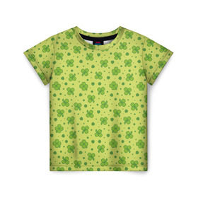 Детская футболка 3D с принтом Клевер , 100% гипоаллергенный полиэфир | прямой крой, круглый вырез горловины, длина до линии бедер, чуть спущенное плечо, ткань немного тянется | арт | зелень | клевер | праздник | растение | святой патрик