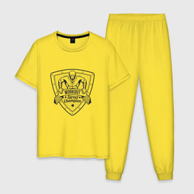 Мужская пижама хлопок с принтом Workout Street Champion , 100% хлопок | брюки и футболка прямого кроя, без карманов, на брюках мягкая резинка на поясе и по низу штанин
 | Тематика изображения на принте: 