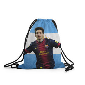 Рюкзак-мешок 3D с принтом Messi from Argentina , 100% полиэстер | плотность ткани — 200 г/м2, размер — 35 х 45 см; лямки — толстые шнурки, застежка на шнуровке, без карманов и подкладки | аргентина | барселона | месси | футбол