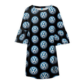 Детское платье 3D с принтом Volkswagen , 100% полиэстер | прямой силуэт, чуть расширенный к низу. Круглая горловина, на рукавах — воланы | Тематика изображения на принте: фольксваген