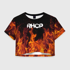 Женская футболка 3D укороченная с принтом Red Hot Chili Peppers , 100% полиэстер | круглая горловина, длина футболки до линии талии, рукава с отворотами | 