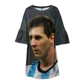 Детское платье 3D с принтом Leo Messi , 100% полиэстер | прямой силуэт, чуть расширенный к низу. Круглая горловина, на рукавах — воланы | fc barcelona | football | lionel messi | messi | аргентина | барса | лео месси | фк барселона | футбол