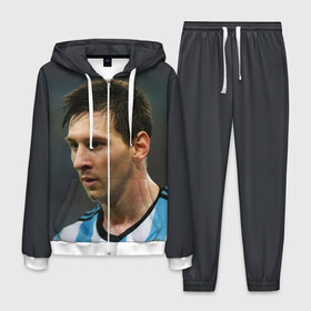 Мужской костюм 3D с принтом Leo Messi , 100% полиэстер | Манжеты и пояс оформлены тканевой резинкой, двухслойный капюшон со шнурком для регулировки, карманы спереди | fc barcelona | football | lionel messi | messi | аргентина | барса | лео месси | фк барселона | футбол