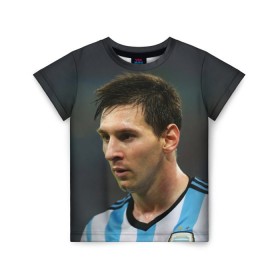 Детская футболка 3D с принтом Leo Messi , 100% гипоаллергенный полиэфир | прямой крой, круглый вырез горловины, длина до линии бедер, чуть спущенное плечо, ткань немного тянется | fc barcelona | football | lionel messi | messi | аргентина | барса | лео месси | фк барселона | футбол