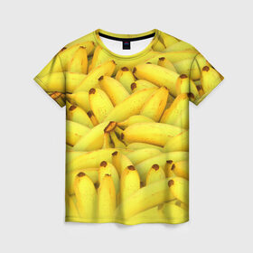 Женская футболка 3D с принтом Бананчики , 100% полиэфир ( синтетическое хлопкоподобное полотно) | прямой крой, круглый вырез горловины, длина до линии бедер | бананчики | бананы