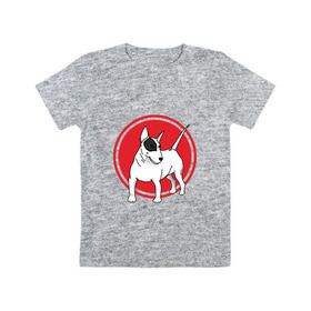 Детская футболка хлопок с принтом Бультерьер , 100% хлопок | круглый вырез горловины, полуприлегающий силуэт, длина до линии бедер | бультерьер | собака