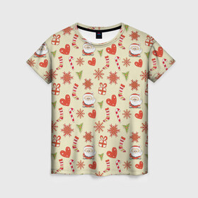 Женская футболка 3D с принтом Новый год от new.art.fox , 100% полиэфир ( синтетическое хлопкоподобное полотно) | прямой крой, круглый вырез горловины, длина до линии бедер | новогодний | паттерн | рождество