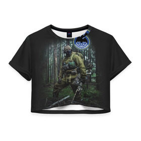 Женская футболка 3D укороченная с принтом Военная разведка , 100% полиэстер | круглая горловина, длина футболки до линии талии, рукава с отворотами | армия | вс рф | россия | солдат