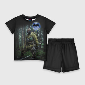 Детский костюм с шортами 3D с принтом Военная разведка ,  |  | армия | вс рф | россия | солдат