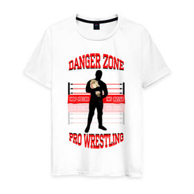 Мужская футболка хлопок с принтом Danger Zone Champion , 100% хлопок | прямой крой, круглый вырез горловины, длина до линии бедер, слегка спущенное плечо. | danger zone | iwf | wrestling | нфр | опасная зона | реслинг | рестлинг