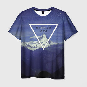 Мужская футболка 3D с принтом MINIMALISM POST#2 , 100% полиэфир | прямой крой, круглый вырез горловины, длина до линии бедер | minimalism | арт | горы | звезды | лес. | минимализм | ночное небо | обои | популярные | природа | снег