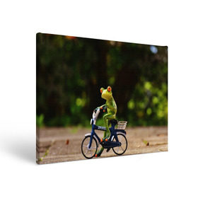 Холст прямоугольный с принтом Лягушка , 100% ПВХ |  | Тематика изображения на принте: велосипед | жаба | животные | лягушка | мини | фигурка