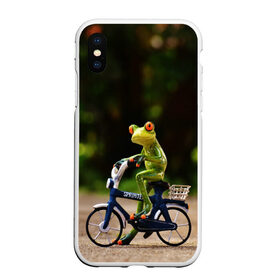 Чехол для iPhone XS Max матовый с принтом Лягушка , Силикон | Область печати: задняя сторона чехла, без боковых панелей | Тематика изображения на принте: велосипед | жаба | животные | лягушка | мини | фигурка