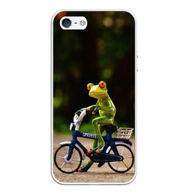 Чехол для iPhone 5/5S матовый с принтом Лягушка , Силикон | Область печати: задняя сторона чехла, без боковых панелей | велосипед | жаба | животные | лягушка | мини | фигурка