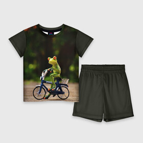 Детский костюм с шортами 3D с принтом Лягушка ,  |  | велосипед | жаба | животные | лягушка | мини | фигурка