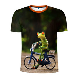 Мужская футболка 3D спортивная с принтом Лягушка , 100% полиэстер с улучшенными характеристиками | приталенный силуэт, круглая горловина, широкие плечи, сужается к линии бедра | велосипед | жаба | животные | лягушка | мини | фигурка