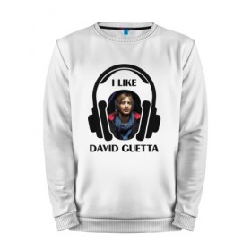 Мужской свитшот хлопок с принтом I like David Guetta , 100% хлопок |  | Тематика изображения на принте: 