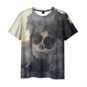 Мужская футболка 3D с принтом Dia de los muertos , 100% полиэфир | прямой крой, круглый вырез горловины, длина до линии бедер | девушка | день мёртвых | дым | зомби | мертвец | праздник