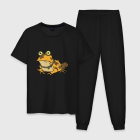 Мужская пижама хлопок с принтом Гипножаба , 100% хлопок | брюки и футболка прямого кроя, без карманов, на брюках мягкая резинка на поясе и по низу штанин
 | 