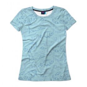 Женская футболка 3D с принтом Рыбы , 100% полиэфир ( синтетическое хлопкоподобное полотно) | прямой крой, круглый вырез горловины, длина до линии бедер | вода | мозаика | море | океан | рыба | узор