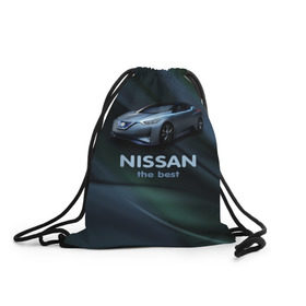 Рюкзак-мешок 3D с принтом Nissan the best , 100% полиэстер | плотность ткани — 200 г/м2, размер — 35 х 45 см; лямки — толстые шнурки, застежка на шнуровке, без карманов и подкладки | Тематика изображения на принте: nissan | авто | автомобиль | водитель | машина | ниссан | тачка