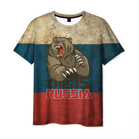 Мужская футболка 3D с принтом This is Russia , 100% полиэфир | прямой крой, круглый вырез горловины, длина до линии бедер | Тематика изображения на принте: медведь | мишка | патриот | патриотизм | россия | руский | рф | страна | ярусский