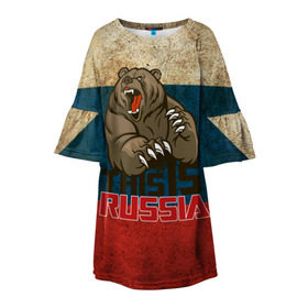Детское платье 3D с принтом This is Russia , 100% полиэстер | прямой силуэт, чуть расширенный к низу. Круглая горловина, на рукавах — воланы | Тематика изображения на принте: медведь | мишка | патриот | патриотизм | россия | руский | рф | страна | ярусский