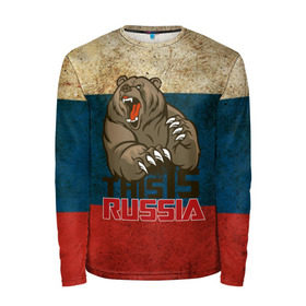 Мужской лонгслив 3D с принтом This is Russia , 100% полиэстер | длинные рукава, круглый вырез горловины, полуприлегающий силуэт | медведь | мишка | патриот | патриотизм | россия | руский | рф | страна | ярусский
